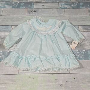 Vintage Alexis Aqua Blue Applique Dress sz 24 mo NWT